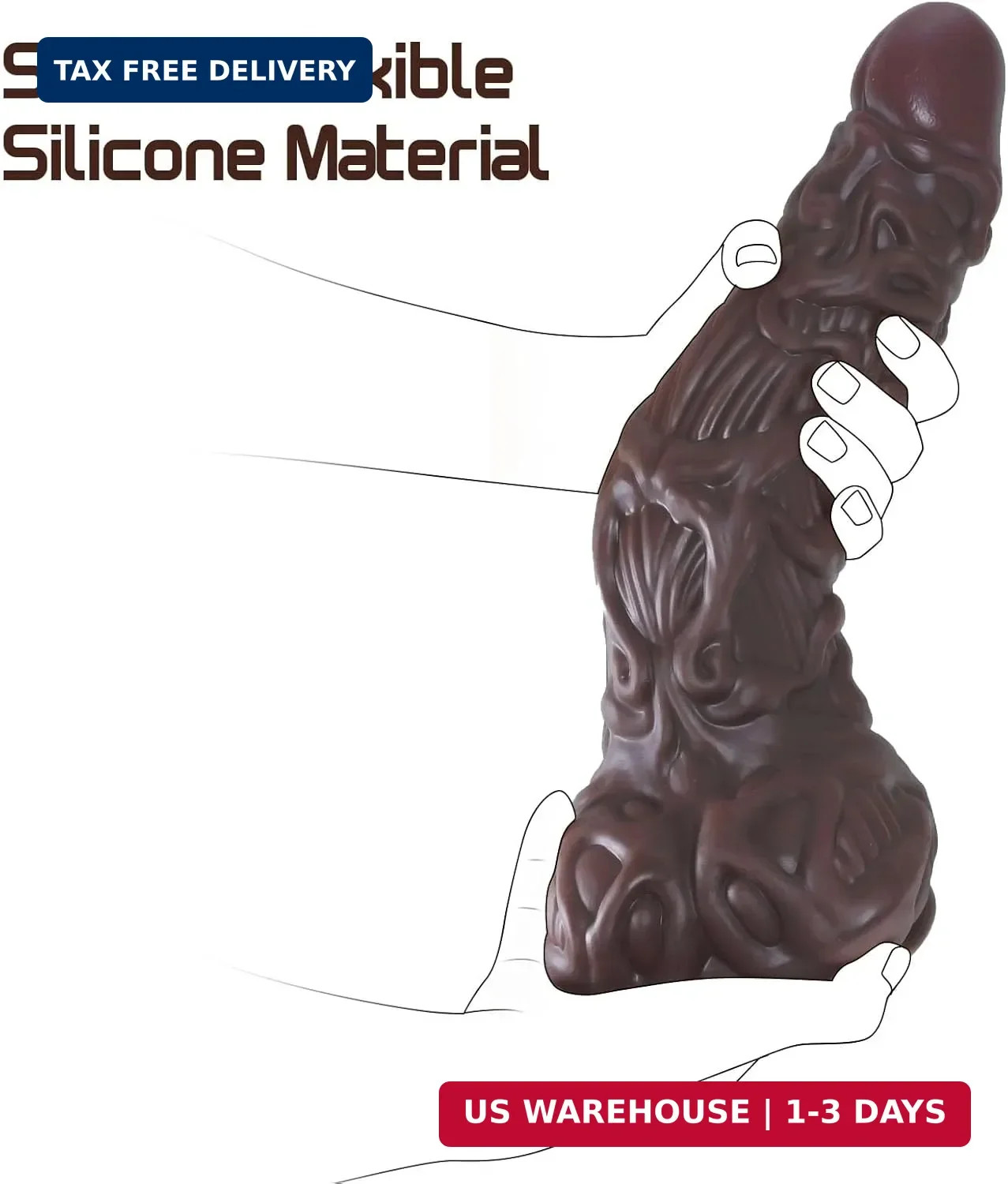 12.4 Inch Huge Monster Dildo, 2.5” Diameter Giant Fantasy Dildos, Thick and Lon