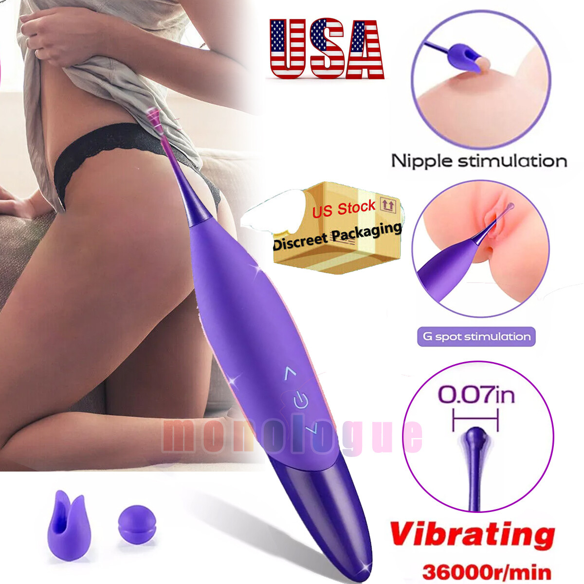 Rechargeable Oscillating Clit Focus Orgasm Vibrator Stimulator Sex-toy for Women