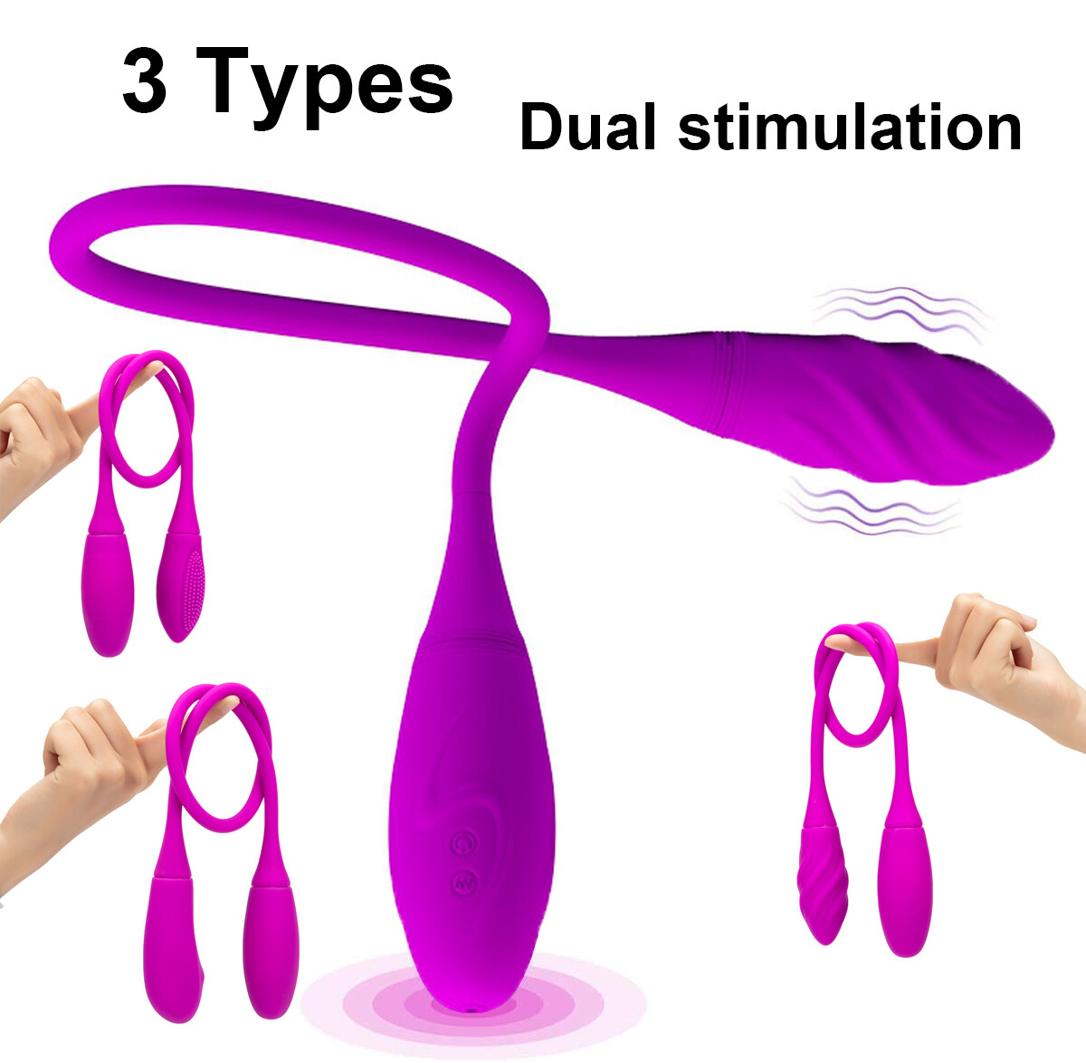Double Vibrating Lesbian Dildo Silicone G-Spot Vibrator Women Sex Toys Erotic US