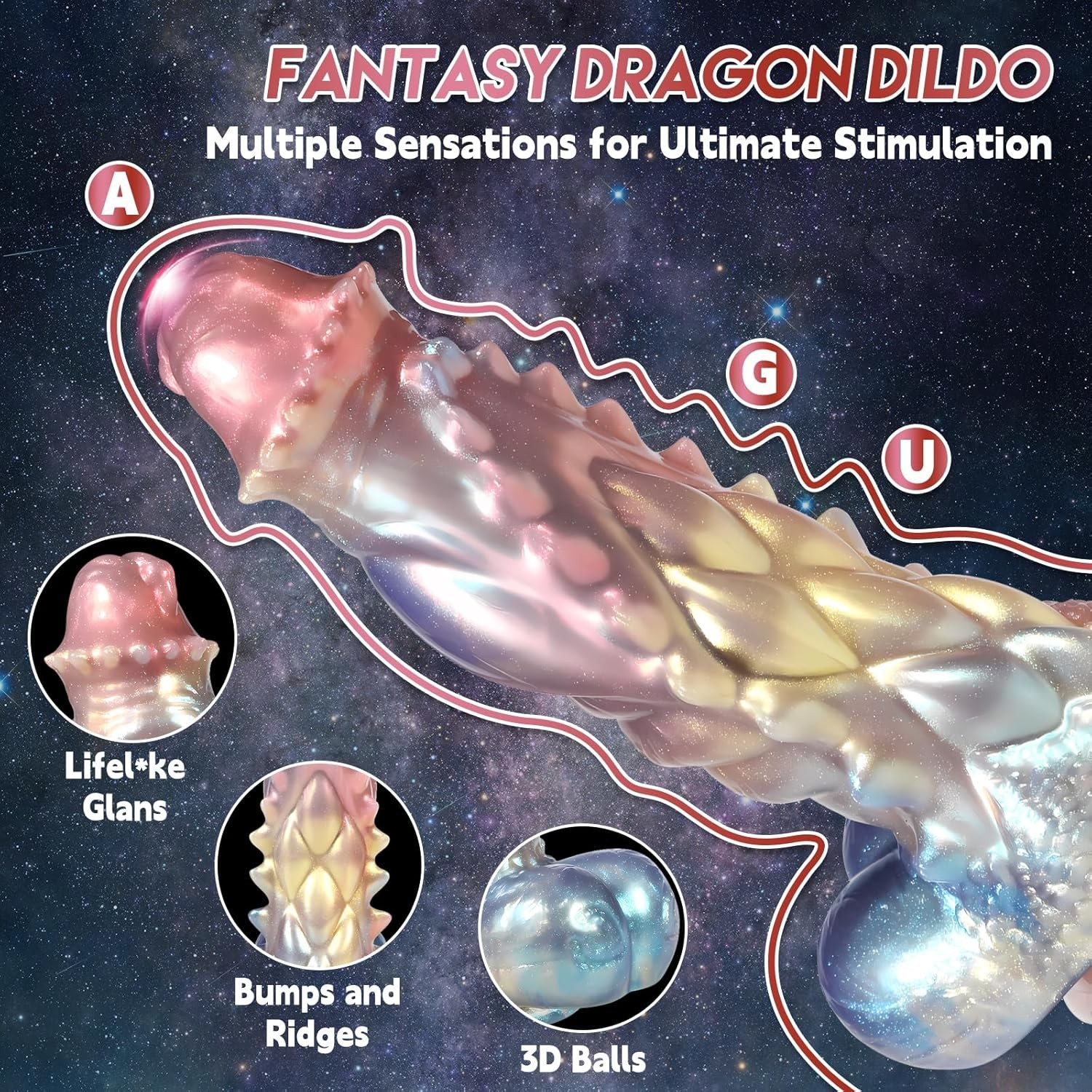 Monster Dragon Dildo Huge Thick Dildo – 2.91LB Big Fantasy Anal Dildo with Stro