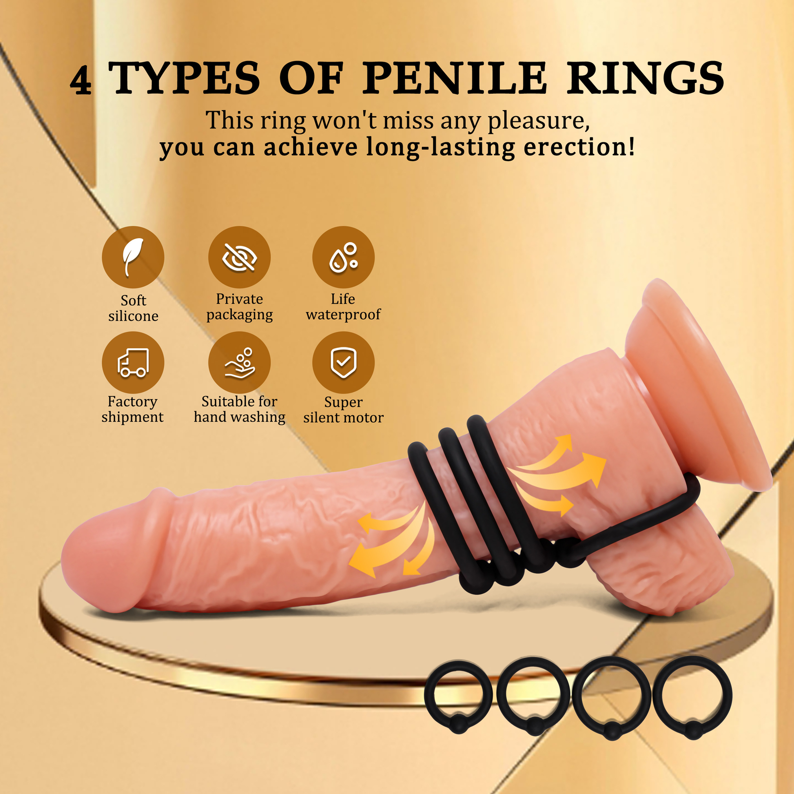 4Pcs Stretchy Cock Rings Enlarger Tight Firm Stay Hard Penis Erection Sex Toy