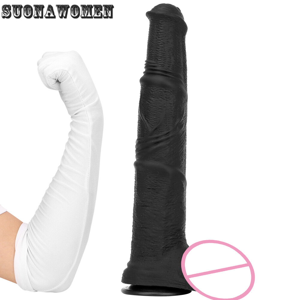 Gold /Black Dildo Long Penis Thrust Vaginal Anal Plug Masturbators Dildo Sex Toy