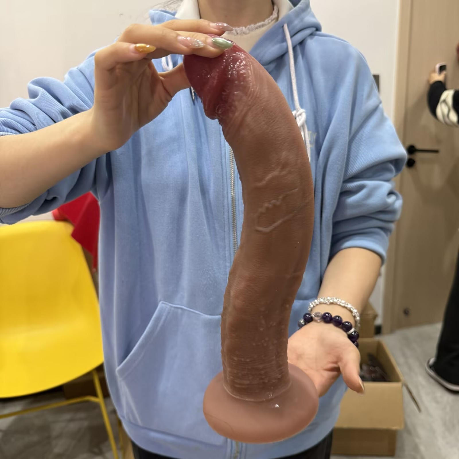 13.78IN Long Silicone Realistic Dildo Skin Feeling Huge Big Thick Penis Suction