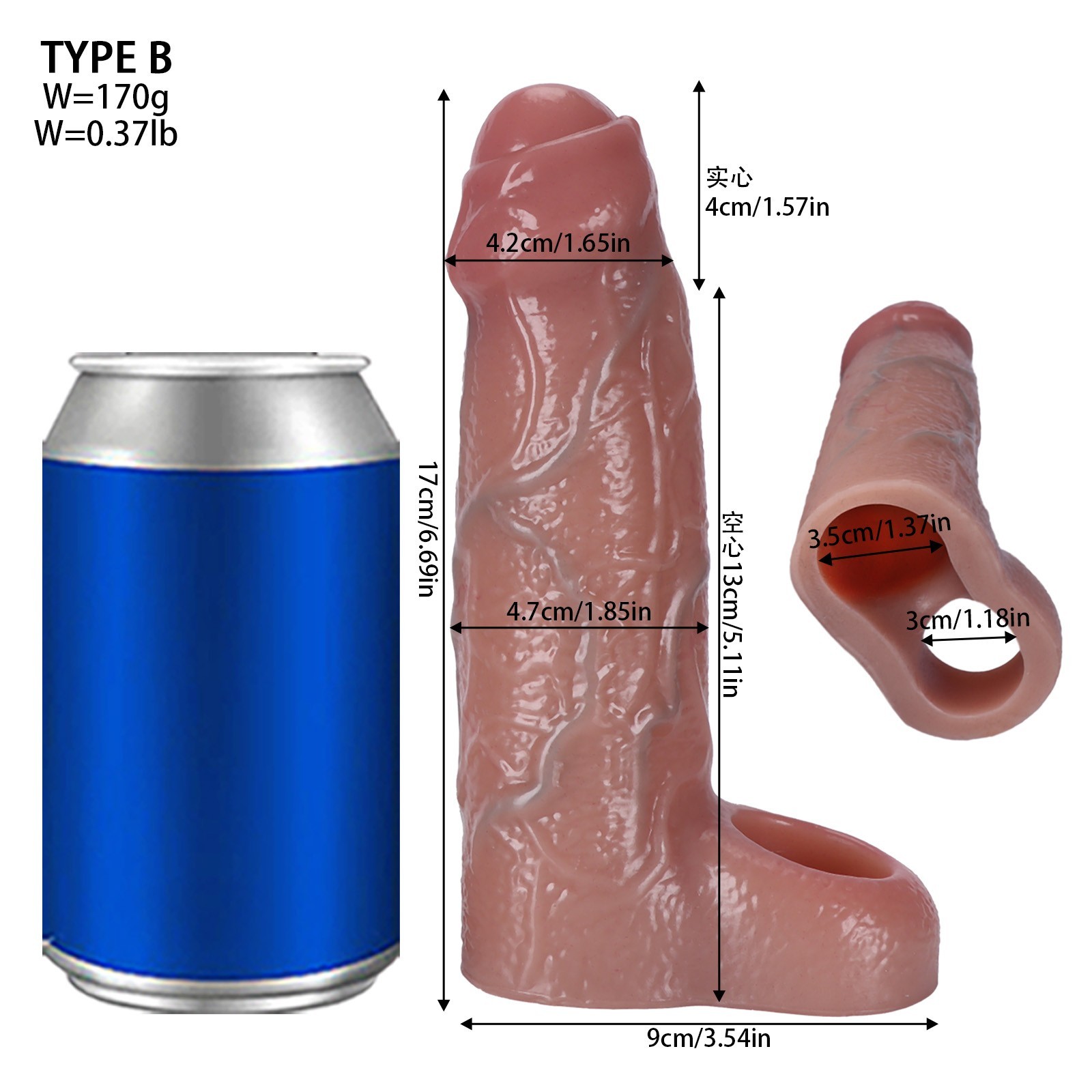 Penis Sheath Male Bigger Sleeve Girth Reusable Condom Extender-Enlarger-Enhancer