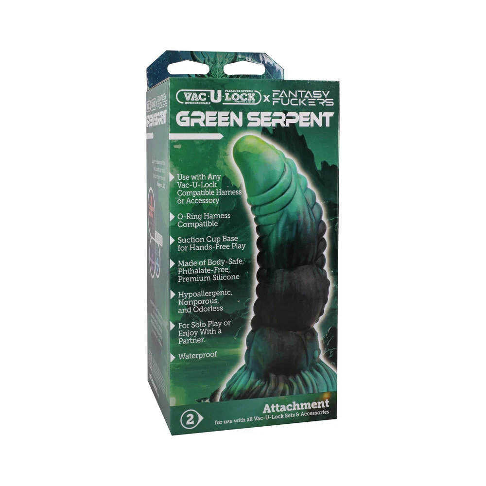 Vac U Lock Fantasy Green Serpent Alien Creature Silicone Dildo Dong
