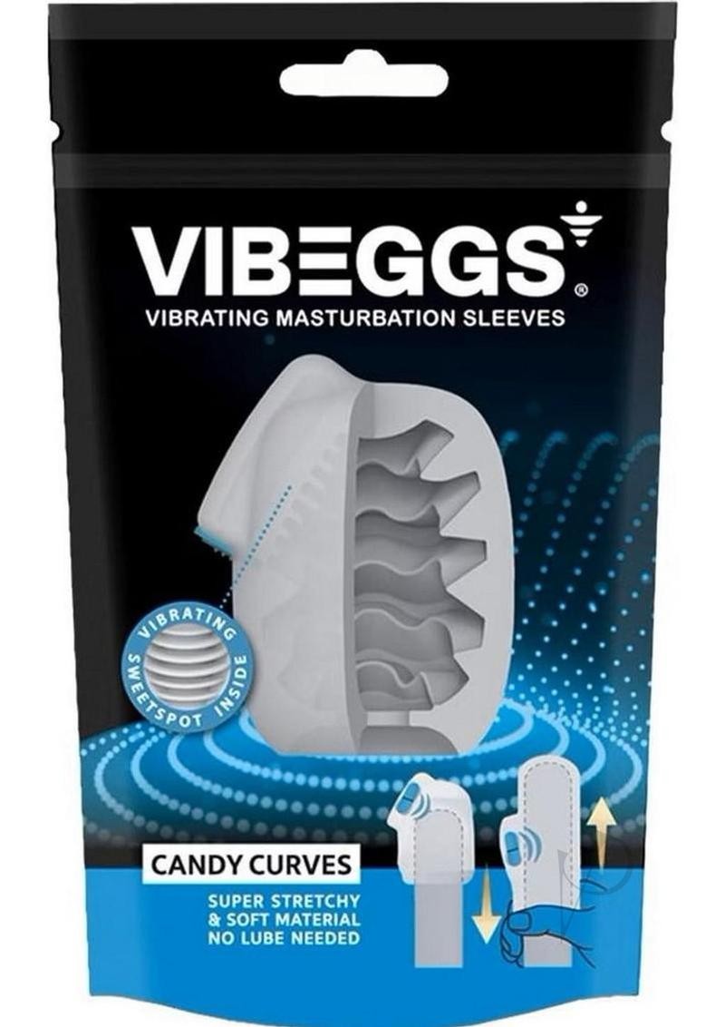 Vibrating Masturbation Sleeve Textured Stroker Egg Candy Curves White Blue