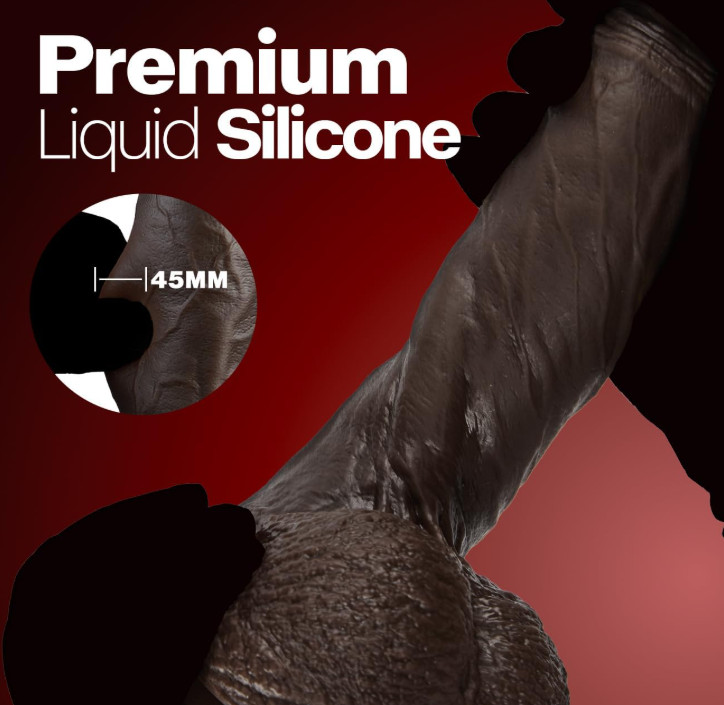 2″ Diameter Thick Big Black Thrusting Dildo Vibrator, Lifelike Realistic BBC Dil
