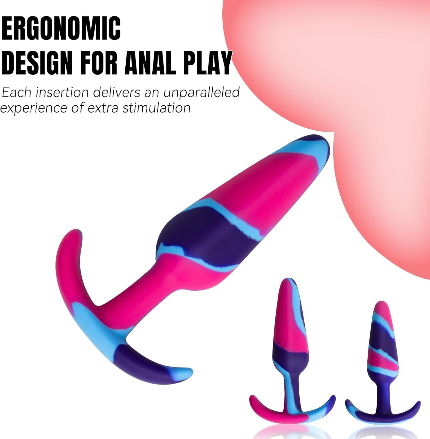 3PCS Silicone Annal Plug Set with Flared Base, Graduated Sizing Trainer Kit for