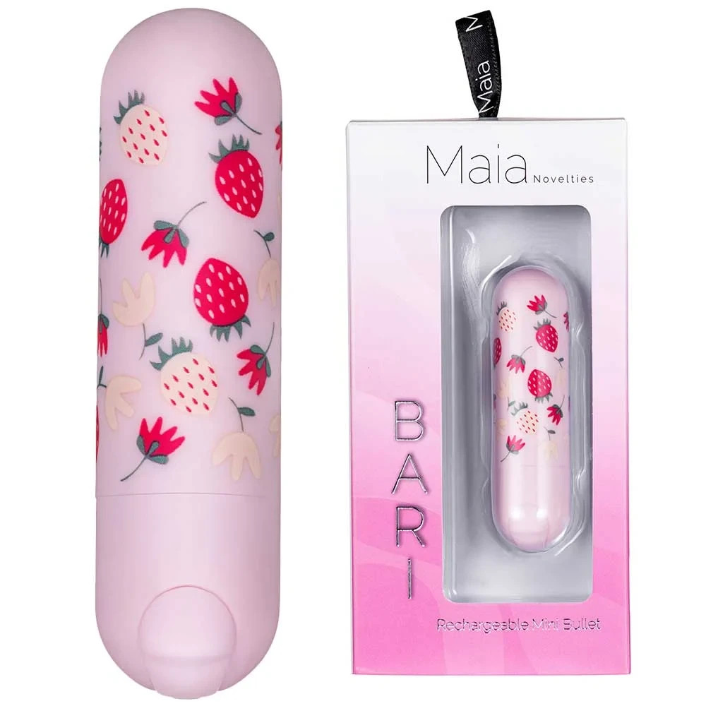 Bari Super Charged Mini Bullet Vibrator with Strawberry Pattern, New