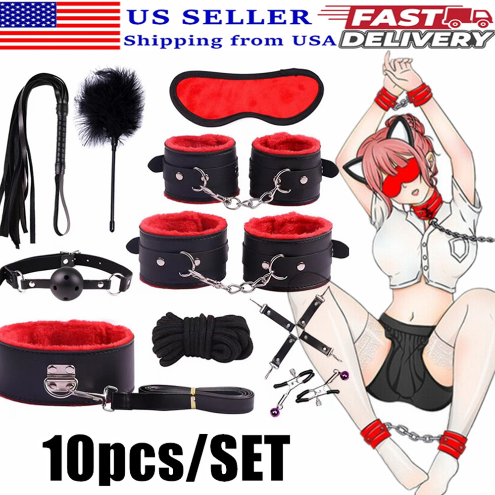 SM Leather Bondage BDSM Bondage Kit Sex Toy Sexual Bondage Couples Adult 10Pcs