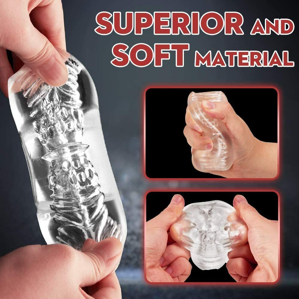 Jelly Male Masturbator Sleeve Stroker Pocket Pussy Adult Ribbed Sex Toy for Men