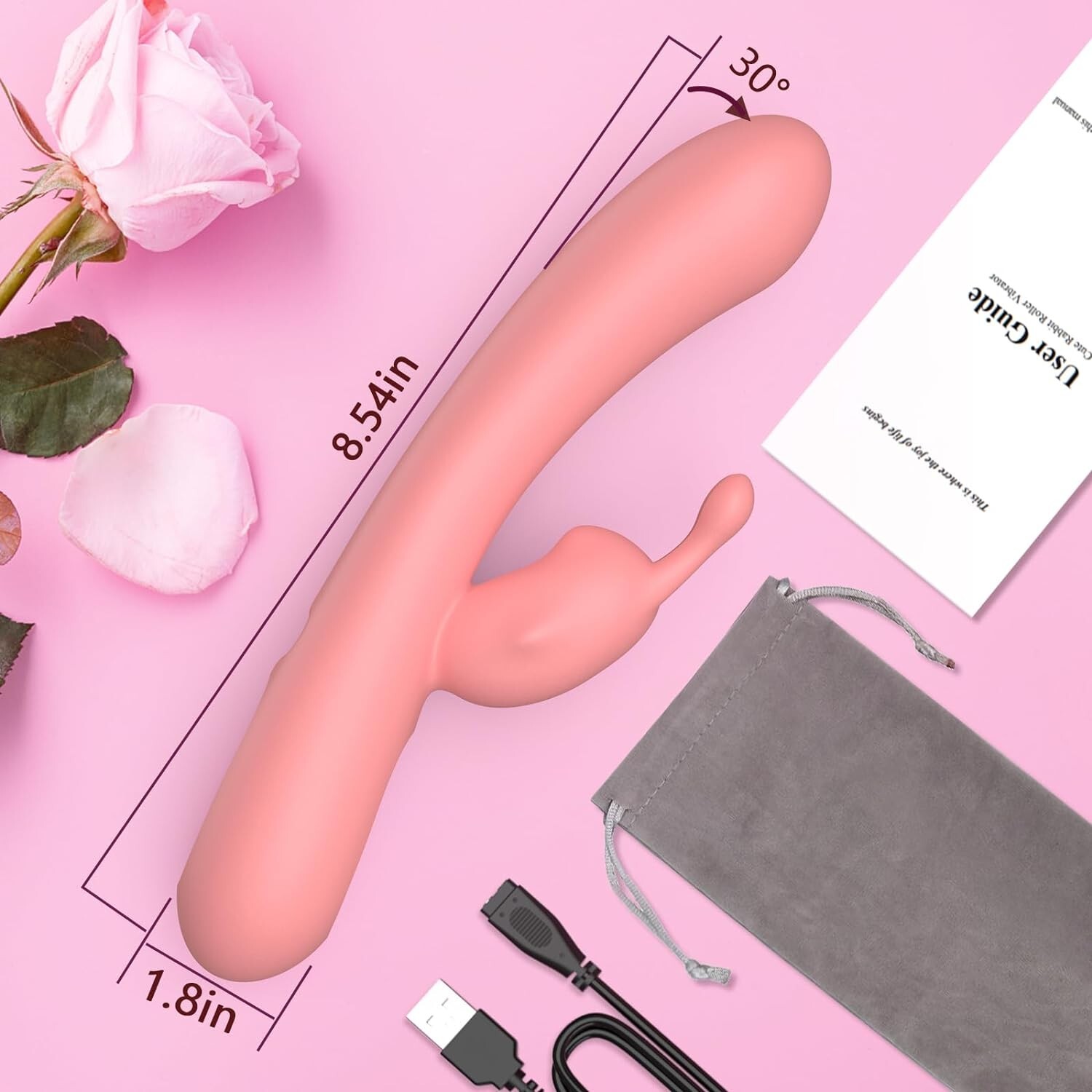 Women Toy Rabbit Vibrator with 8 Vibration Modes Soft Silicone Gift Set