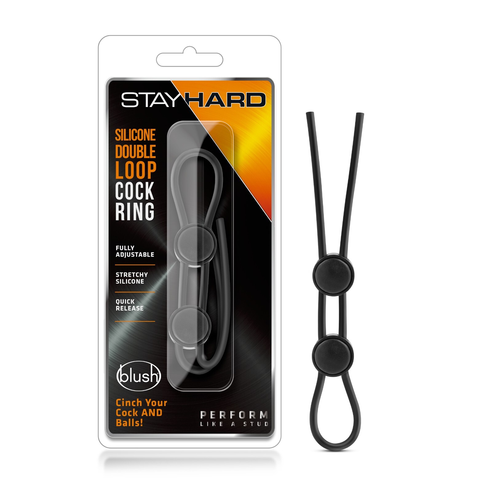 Blush Stay Hard-Silicone Double Lasso Loop C Ring & Ball Cinch-Strong &Stretchy