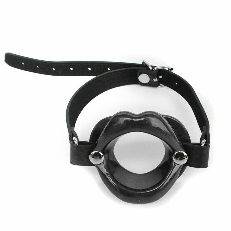 Silicone Sissy Bimbo Open Mouth Gag Lips w/ Strap O-Ring Lip Ball Costume BDSM
