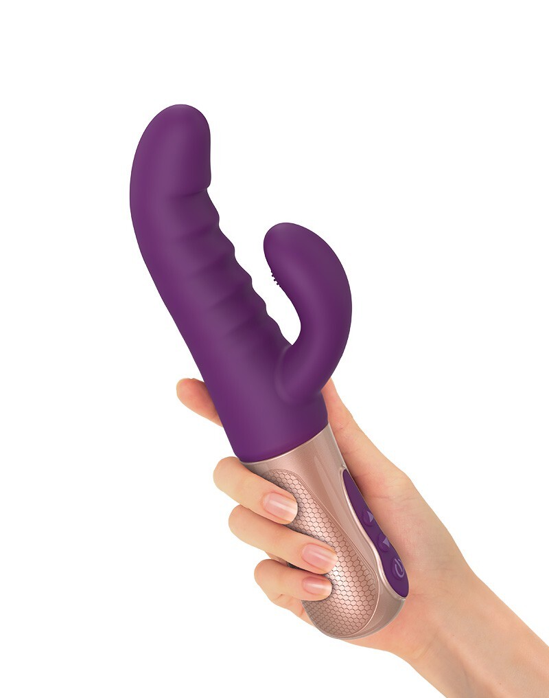 Sassy Bunny Dual Motor Rechargeable Silicone Thrusting Rabbit Vibrator Sex Toy