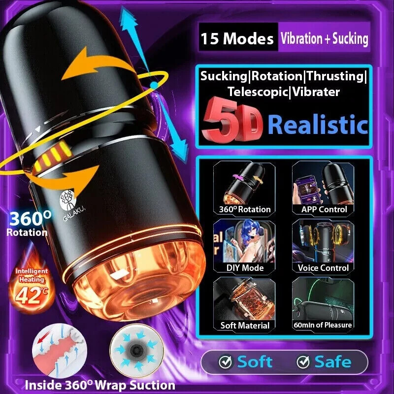 Male Masturbaters Cup Automatic HandsFree Sucking Penis Trainer Rotation Sex Toy