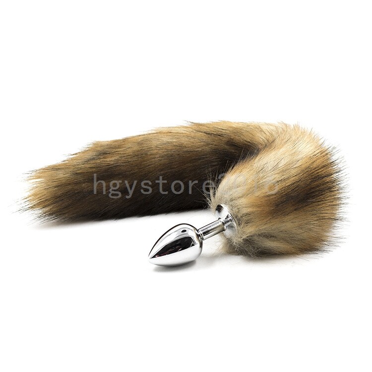 False Fox Tail With Metal Anal-Butt Plug Women Romance Game Funny Sex Toy Games