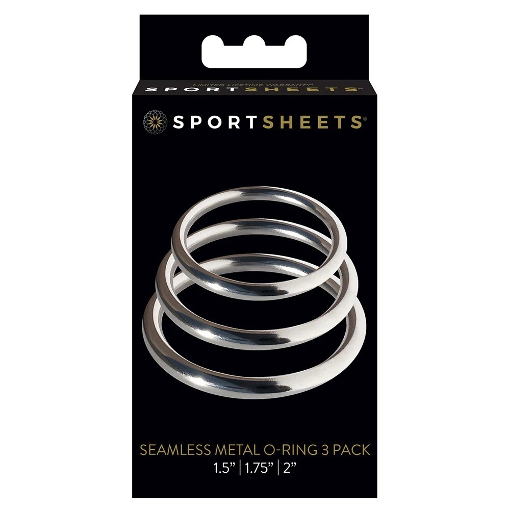Sportsheets Seamless Metal O-Ring 3 Pack Silver – 1.5″ 1.75″ 2″ Penis Cock Rings