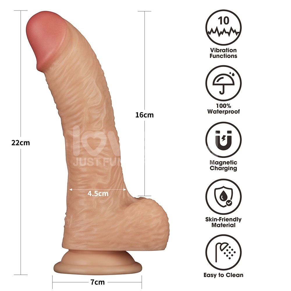 8.5 inch Vibrating Strap On Set with Dildo & PU Leather Harness for Women