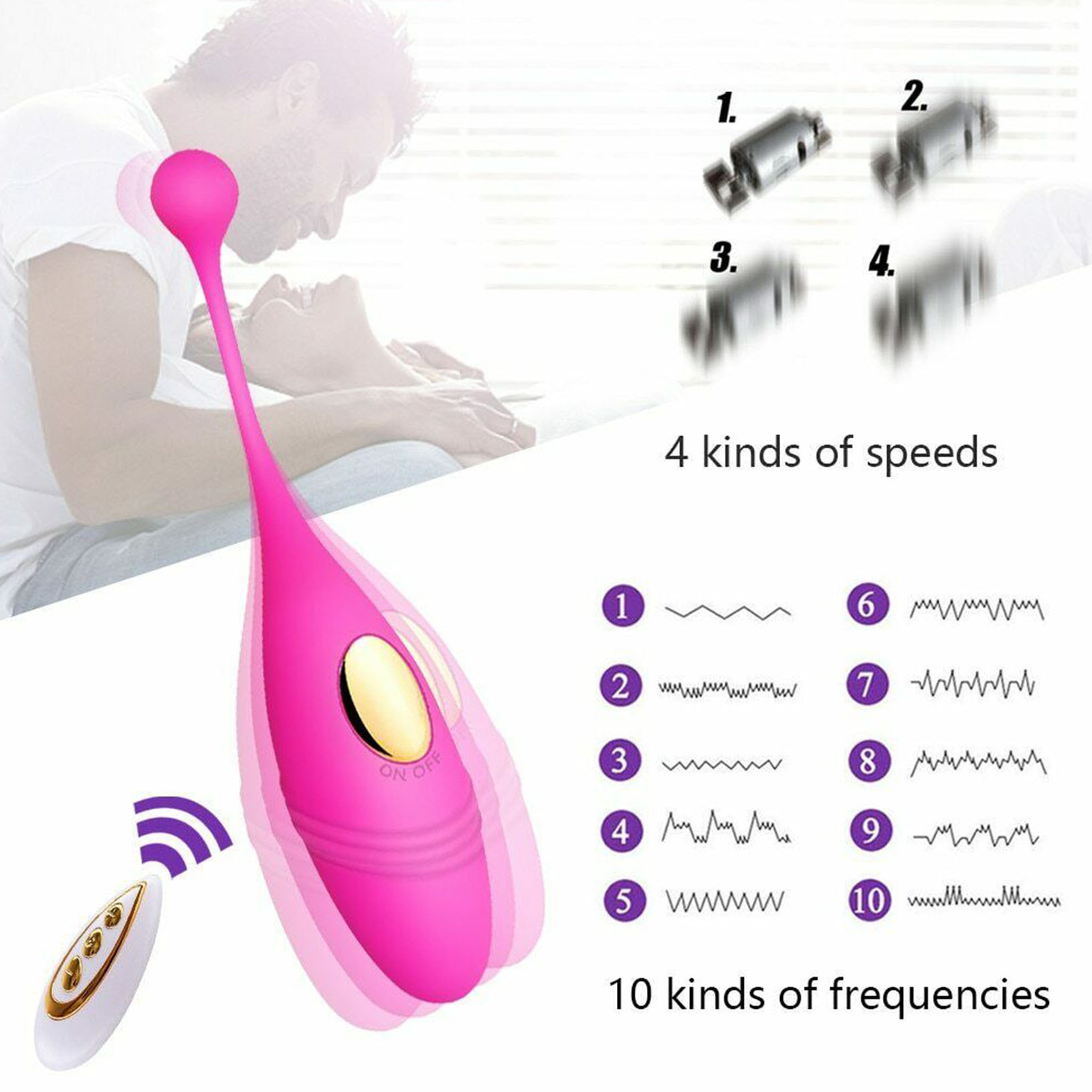 Pink/Purple Wireless Remote Control Silicone Bullet Egg Vibrators Rechargeable