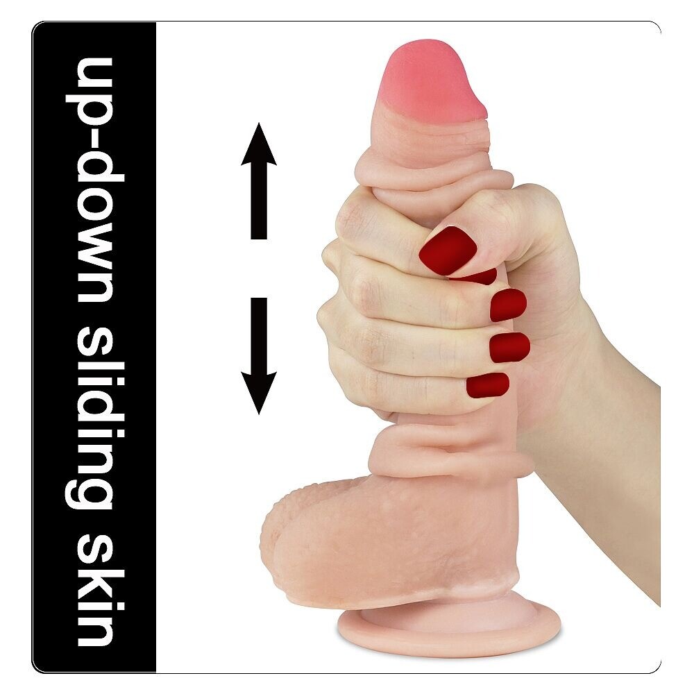 7″ Realistic Sliding Skin G-spot Anal Dildo Dong Sex Toys for Men Women Couples