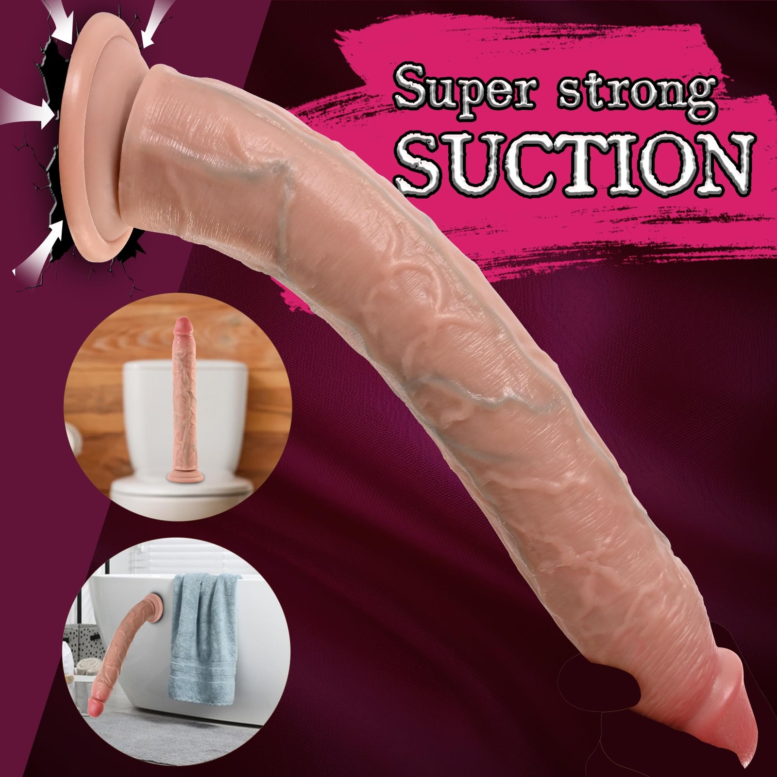 14 Inch Realistic Long Dildo, XXXL Huge Thick Giant Dildo with Small Glans fo…