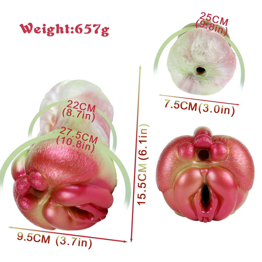 Silicone Double Channel Alien Anus Vagina Masturbation Cup By Hand for Men Male