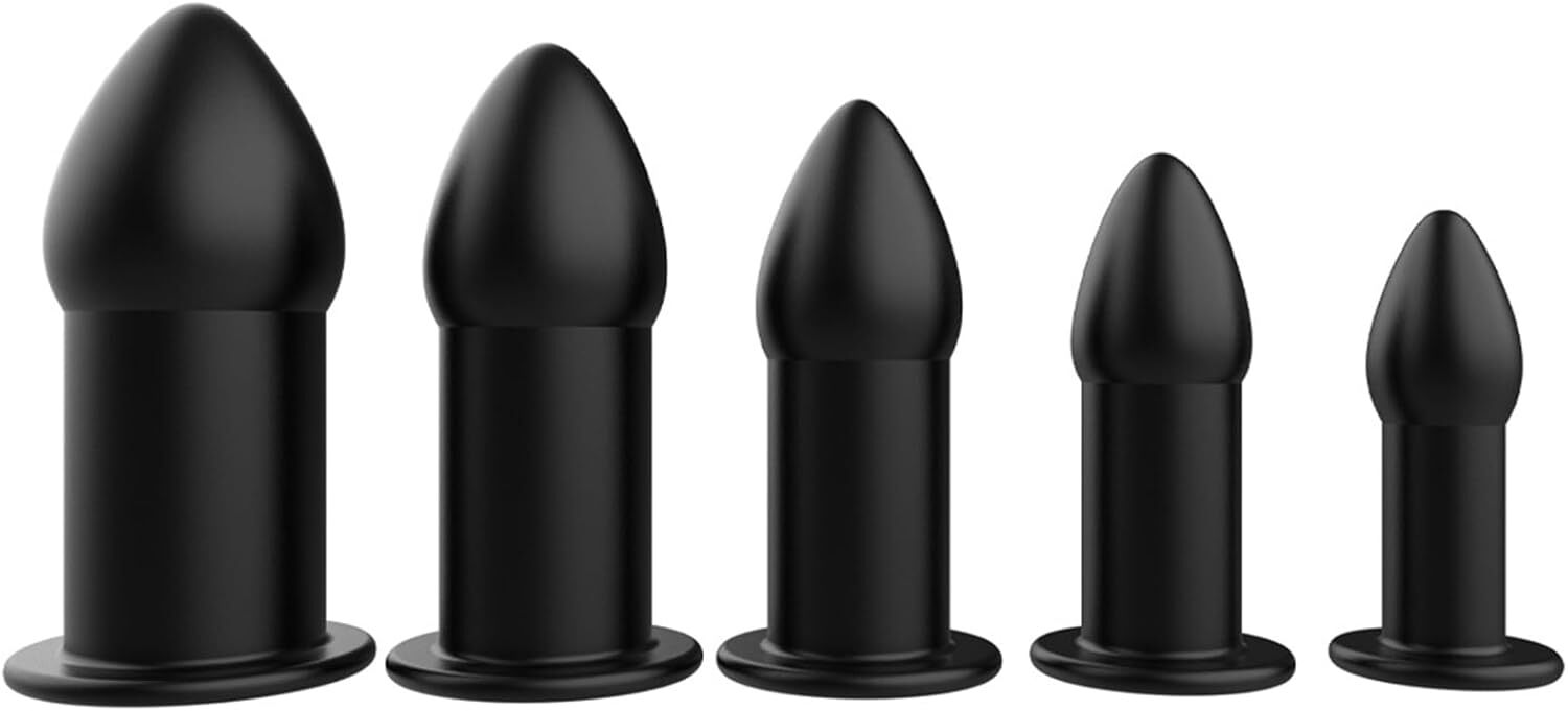 FOSVBEY Anal Plug Set 1-5pcs Soft Silicone Butt Plugs Hollow Anal Dilator Adult