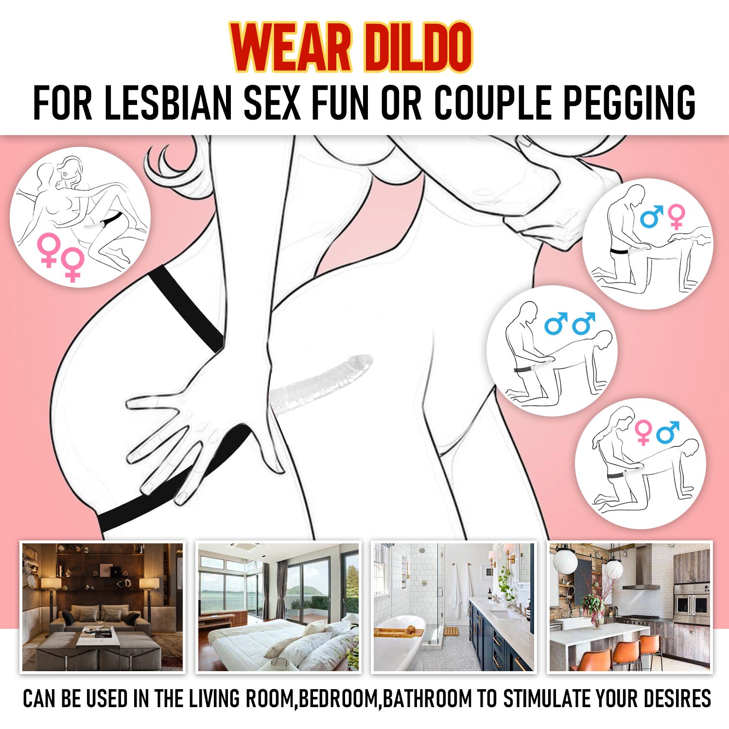 Double Penetration Strap On Harness Dildo Dong Pegging Sex Toys for Couple