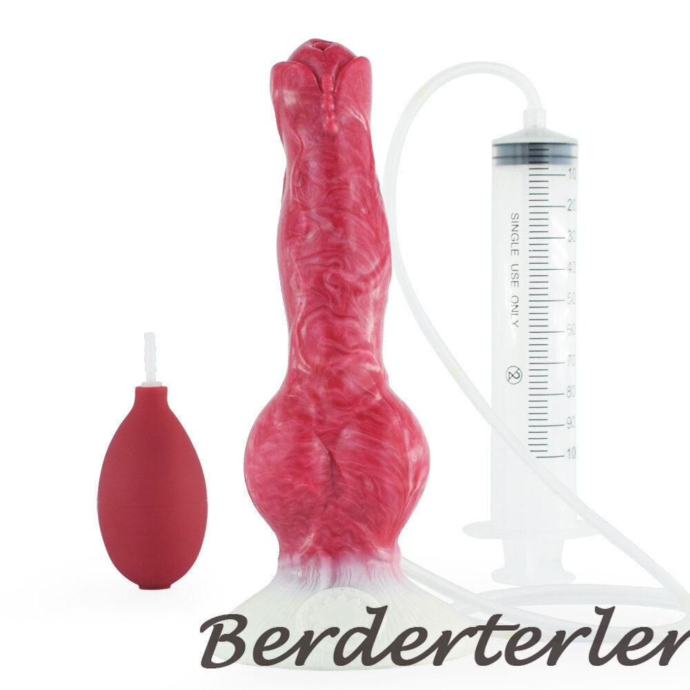 Big Squirt Dildo with Suction Cup Anal Plug Syringe Tube Spray Ejaculation
