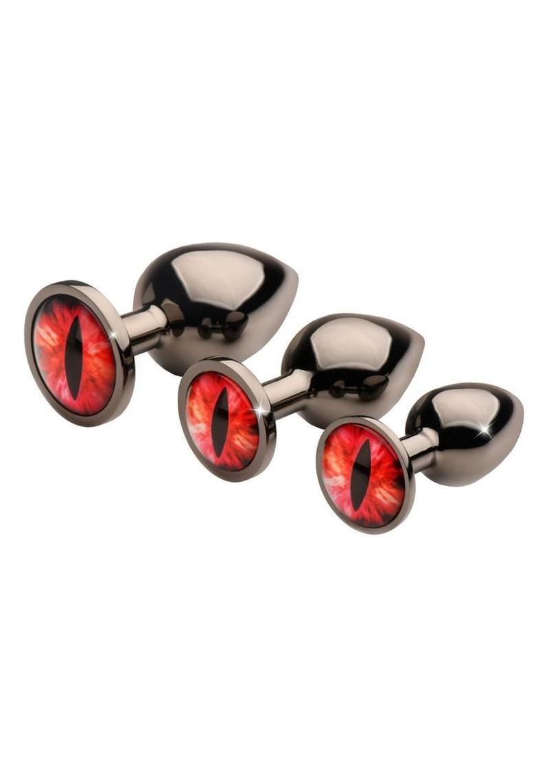 Creature Cocks Red Eye Metal Butt Plug Set (3 Piece) – Black/Red