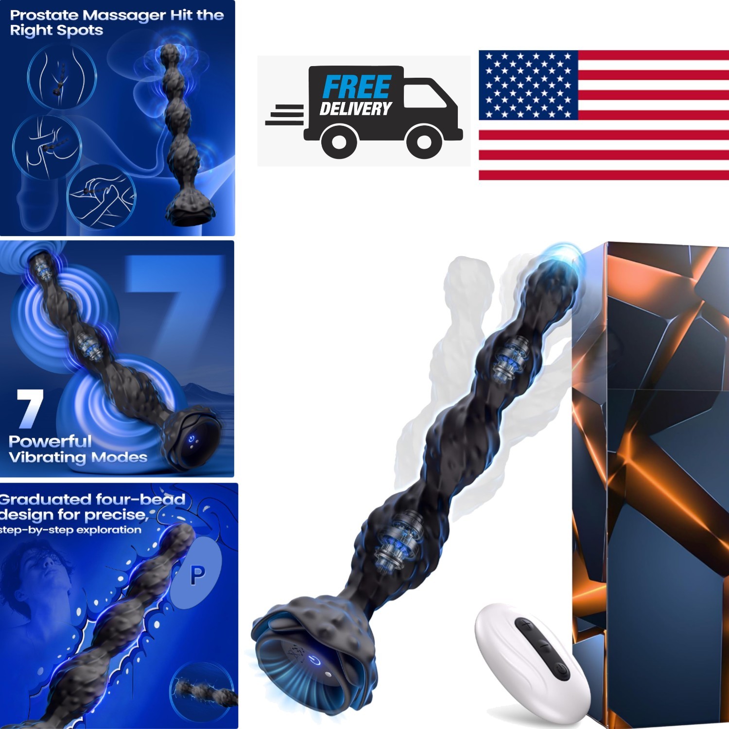 Flexible Anal Toys 7.48 Inch Vibrating Beads for Comfort and Stimulation