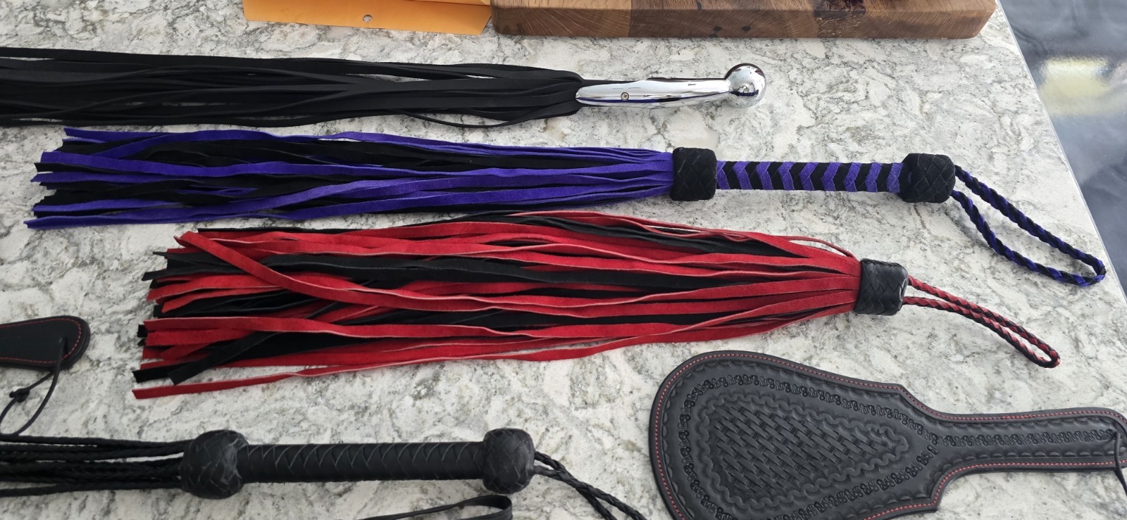 Leather Whips, Floggers, and Paddles / Bondage Fun