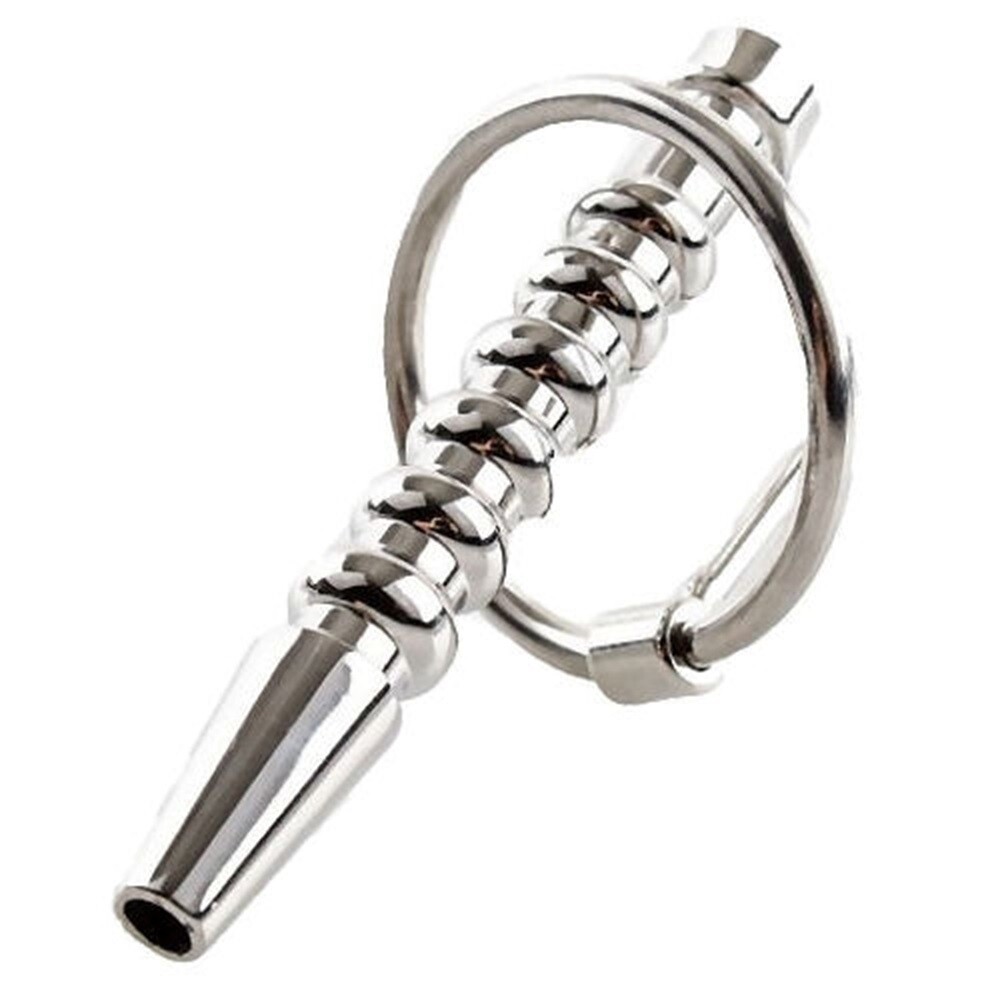 Ribbed Shorty Penis Plug & G Ring, 316L Surgical Steel Male Hollow Urethral Plug