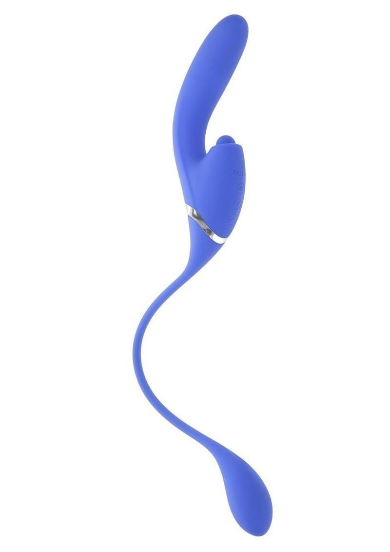 All In Rechargeable Silicone Dual Vibrator – Blue