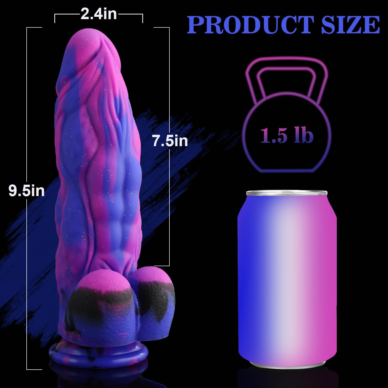 9.5” Huge Fantasy Realistic Dildo,2.4” in Diameter Thick Gspot Dildo,Soft S…
