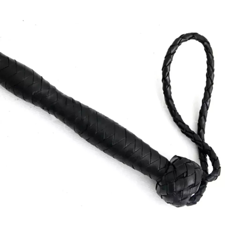 Real Cowhide Leather Pair of Flogger with 100 Tails and Riding Crop Handmade
