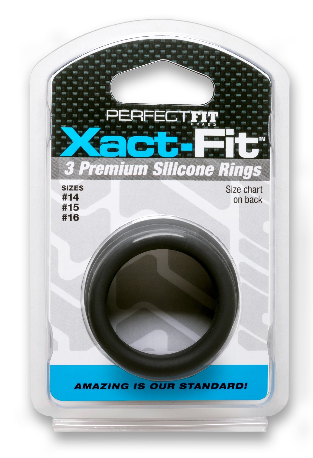 Perfect Fit Xact-Fit 3 Silicone Rings Black – Sizes #14-15-16 – Penis Cock Rings