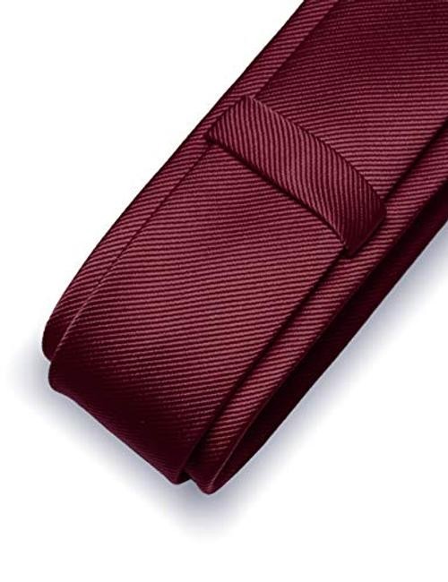 2.4″ Solid Color Skinny Tie for Men Slim Necktie(6cm) Burgundy