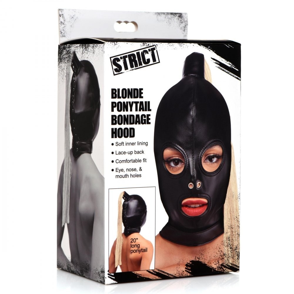 Blonde Ponytail Bondage Hood BDSM Dom Submissive Adult Sex Toy