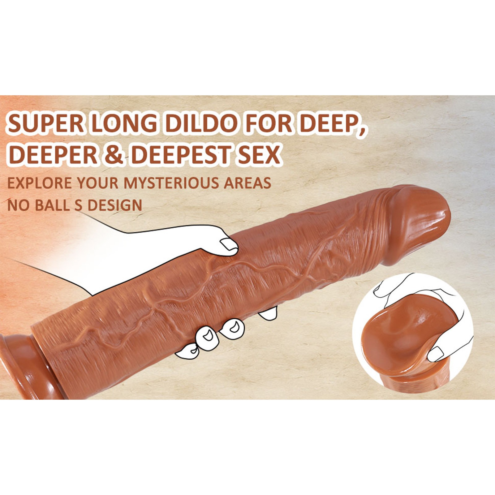 Realistic Dong No-Balls Dildo Suction Cup Waterproof Cock Veined Sex Toys Adult