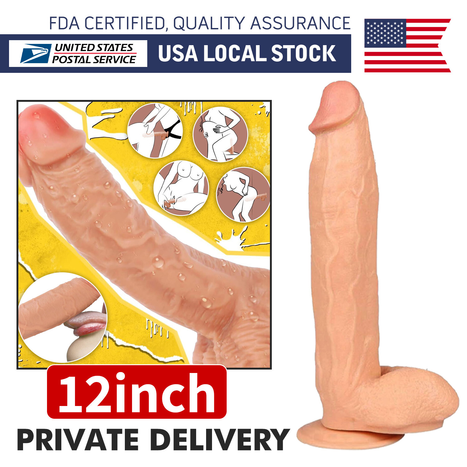 12in Huge Big Dildo Suction-Cup Realistic Penis Dong G-spot Sex Toys for Women