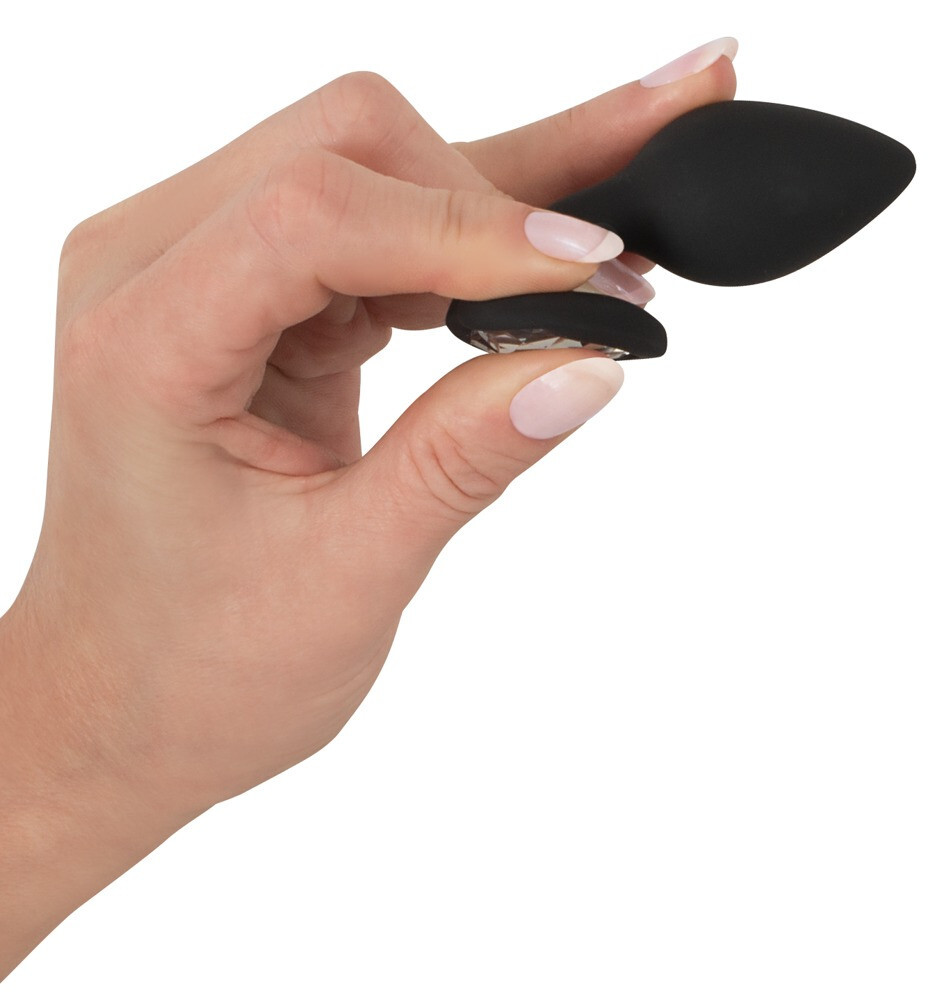 Silicone Butt Plug Black – Black Anal Plug with Gem – Schmuckstein Gem you2toys