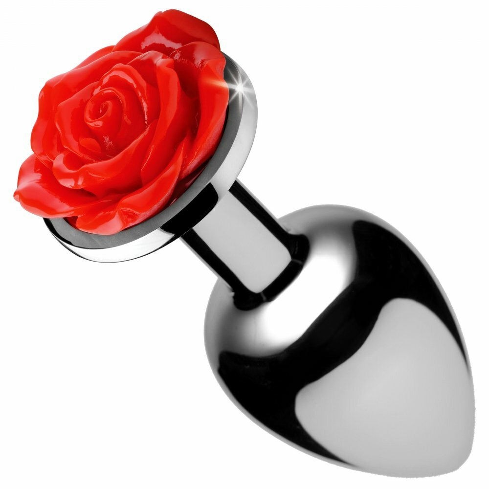 Red Rose Anal butt plug Lightweight Aluminum Temperature Sensitive Sex Toy