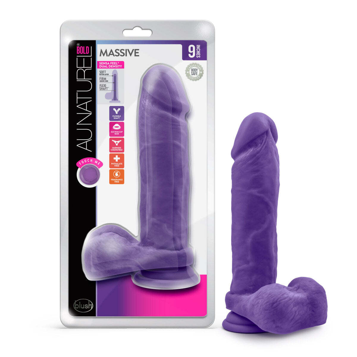 Blush Au Naturel – 9″ Ultra Soft Real Feel Dual Density Sensa Feel Dildo