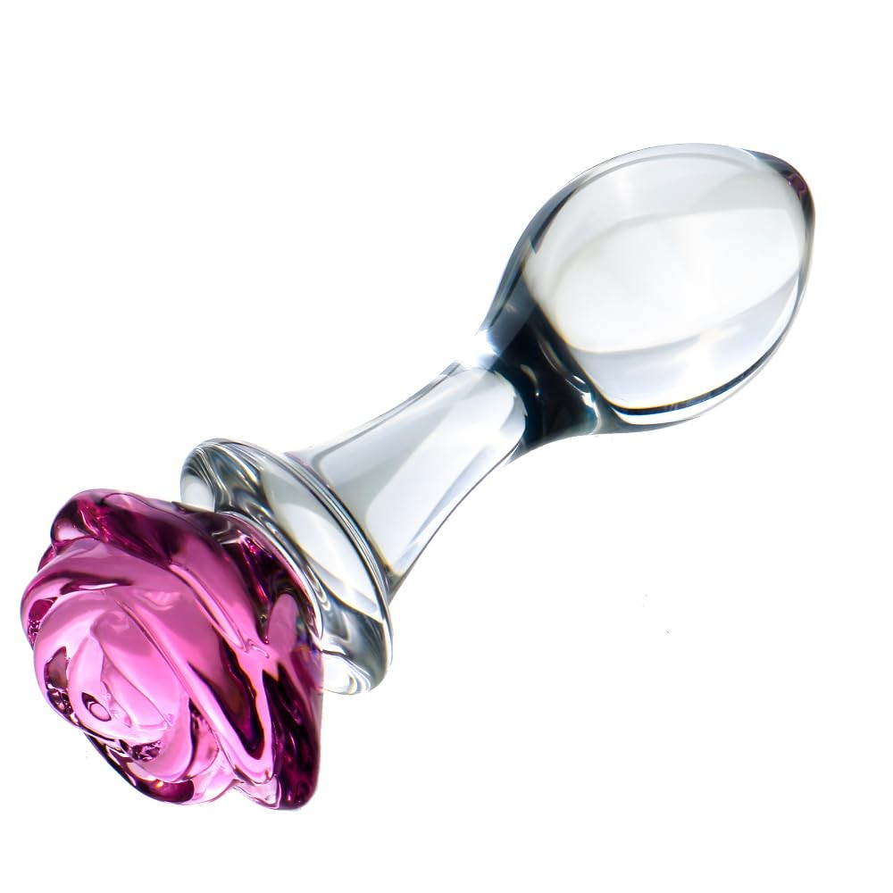 3Piece Rose Glass Anal Plug Set, Crystal Glass Anal Plug,Anal Trainer, Crysta…