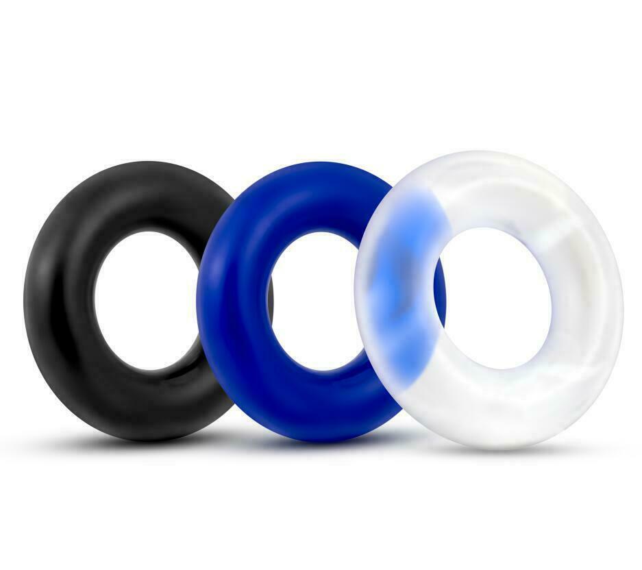 Silicone Donut Cock Ring Color 3 Pack Strong Stretchy Penis Delay Ejaculation
