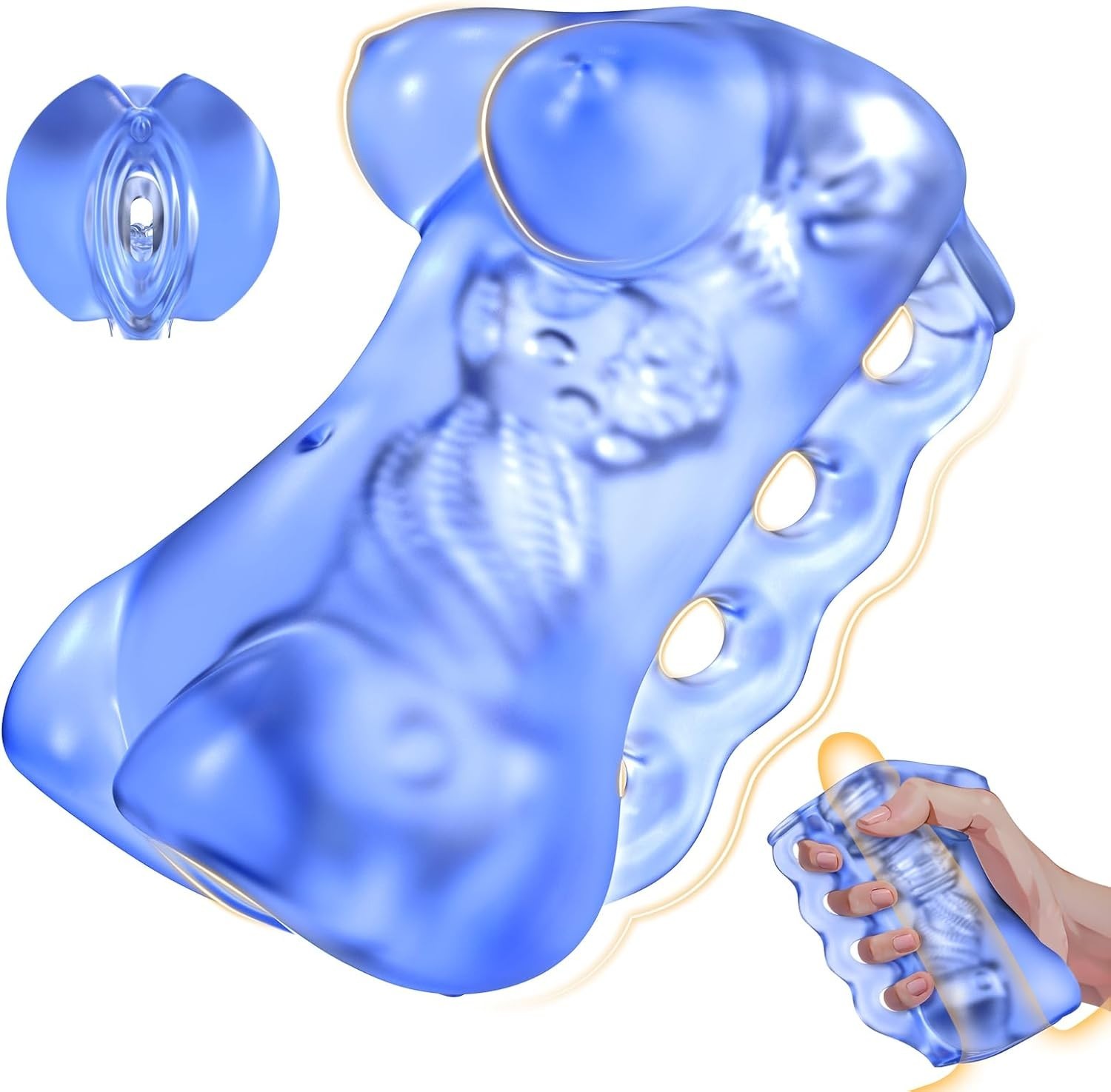 Manual Male Masturbator Realistic Breast Nipples Transparent Soft Sleeve Stroker