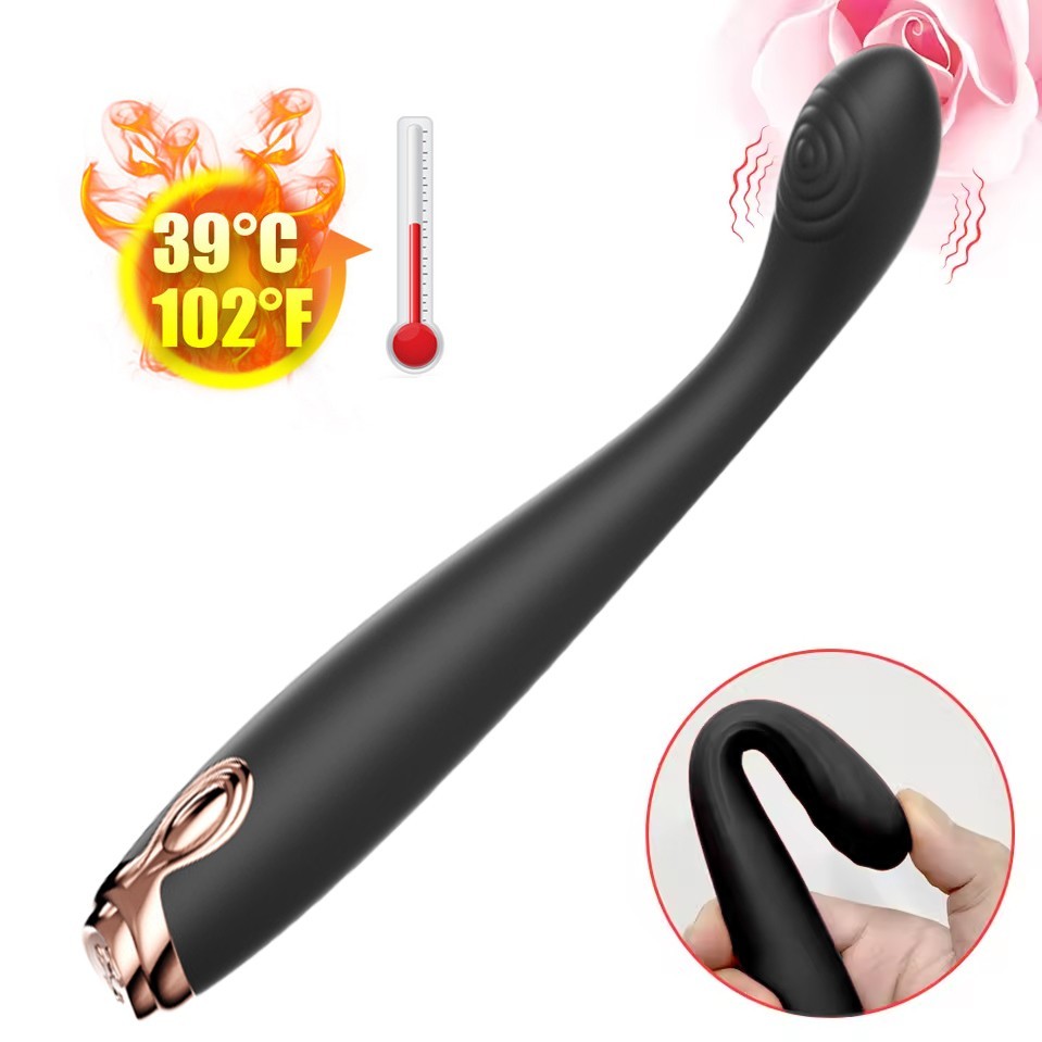 2IN1 Thin Dildo Vibrator with 10 Strong Vibrating Heating Sex Toys for Women