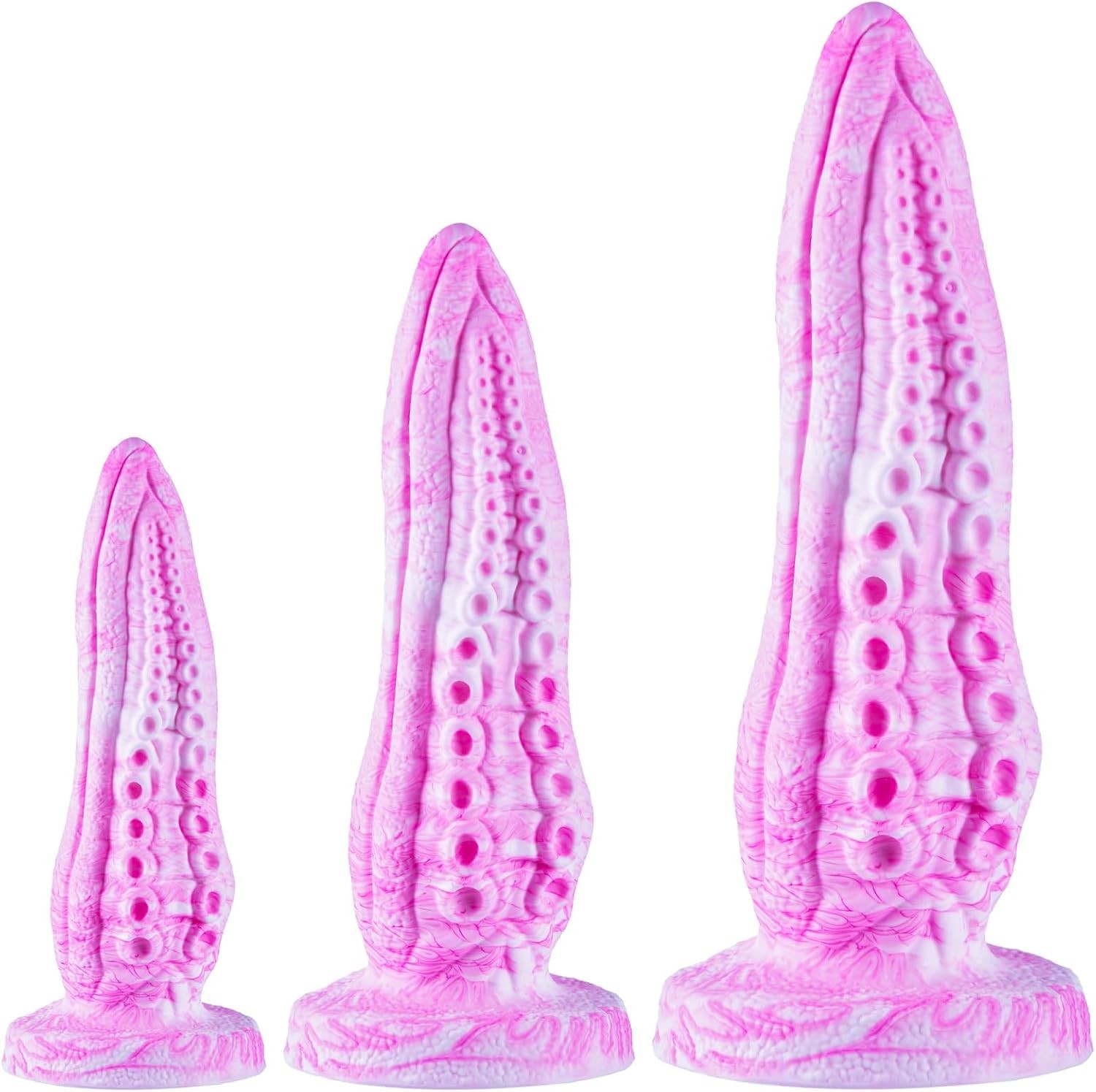 3 Pcs Tentacle Octopus Dildo Set (6” Small,7.6” Large,8.9” Huge), Silicone